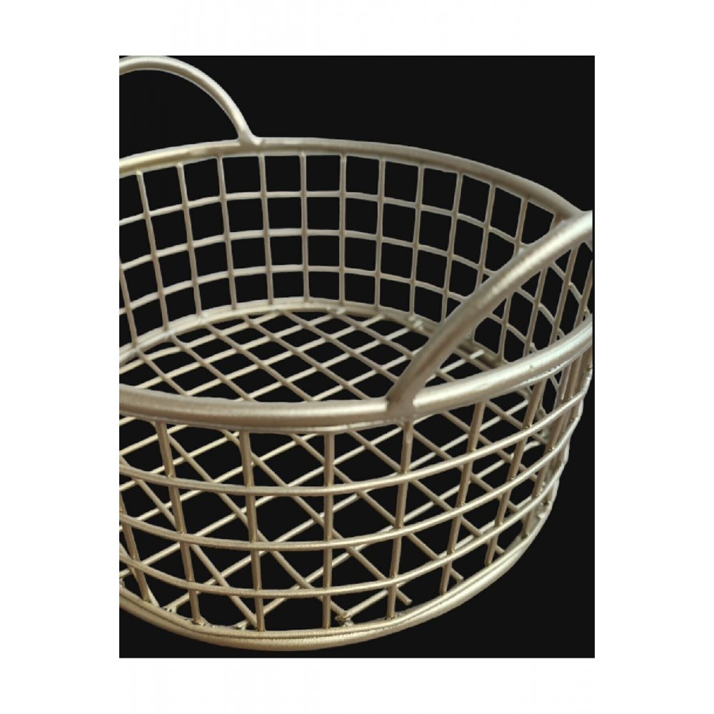 Yuvarlak Metal Çok Amaçlı Sevimli Ekmek Sepeti - GOLD