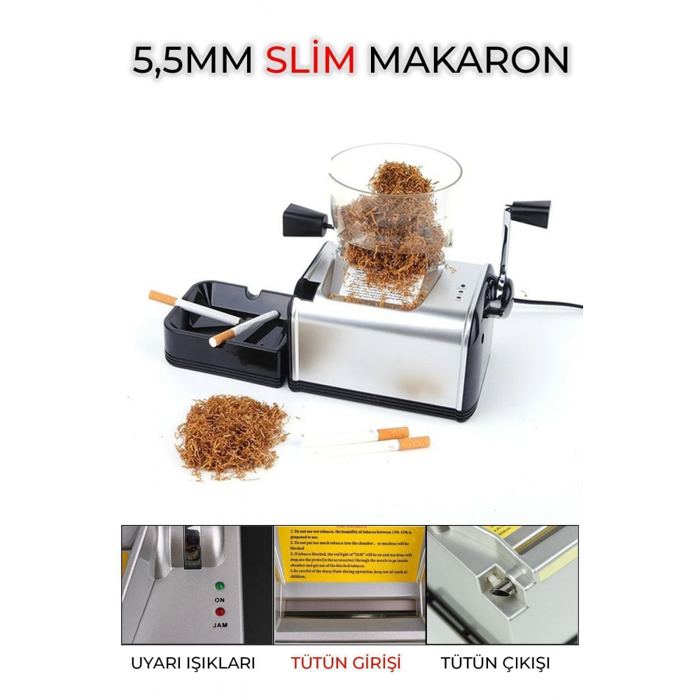Profesyonel Elektrikli Kollu Slim 5,5 Mm Sigara Sarma Makinesi