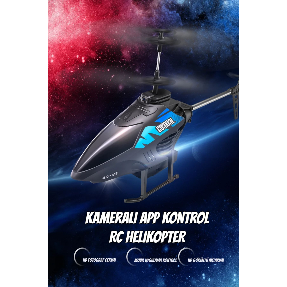 HD Kameralı 2.4GHz RC Helikopter APP Kontrol Uzaktan Kumandalı Kameralı Helikopter Drone Mavi