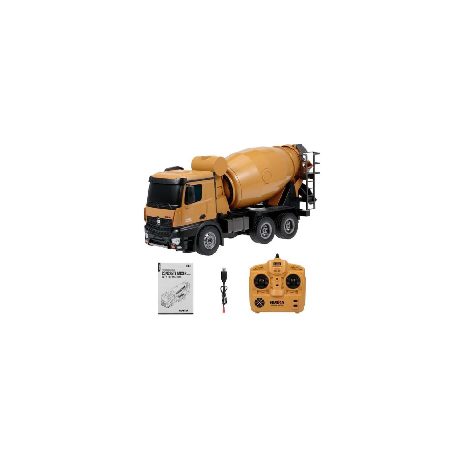 1574 1/14 Ölçek, Çimento Kamyonu, Metal Mikserli, 10 Kanal Uzaktan Kumandalı Iş Makinası