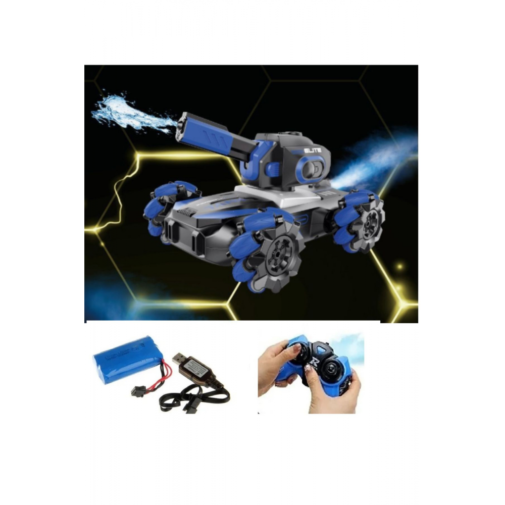 Uzaktan Kumandalı 4x4 Tank Paletli Teker Araba Su ve Buhar Püskürden 30 Cm