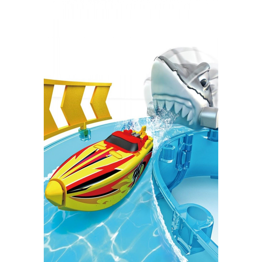 24 Parça Oyuncak Parkur 1 Adet Sürat Teknesi Micro Boats Yarış Pisti Köpek Balığı Parkur Oyun Seti