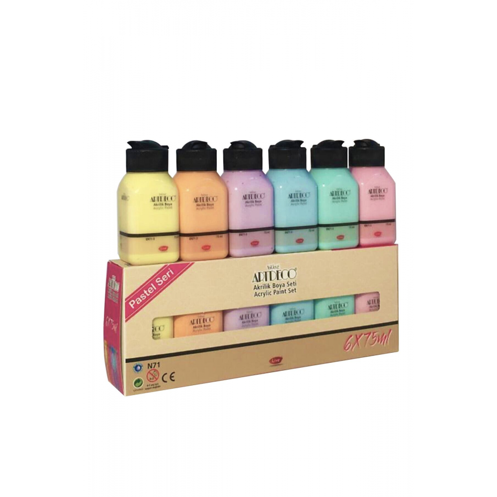 Akrilik Boya 6x75ml Pastel Renkler Lv-y-070i-as2