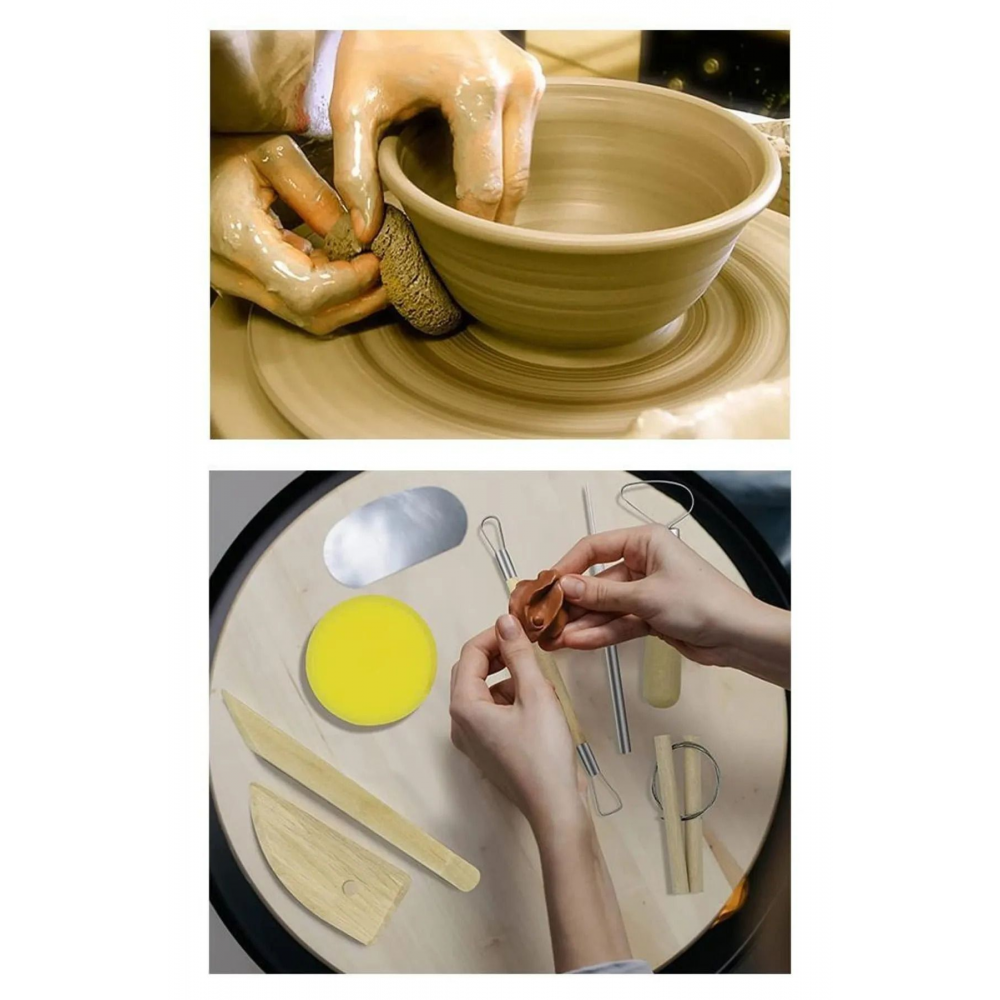 Seramik Başlangıç Boyama Seti 29 Parça Kil Hamuru Fırça Palet Akrilik Boya Modelaj Ebeşuar