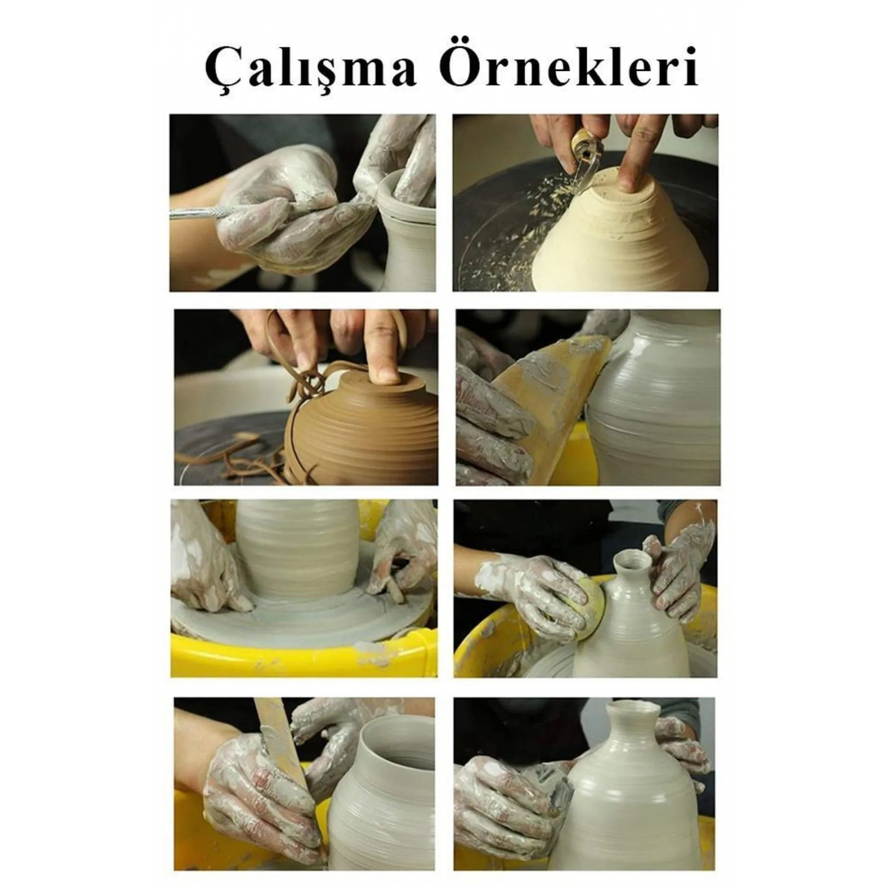 Seramik Başlangıç Boyama Seti 29 Parça Kil Hamuru Fırça Palet Akrilik Boya Modelaj Ebeşuar