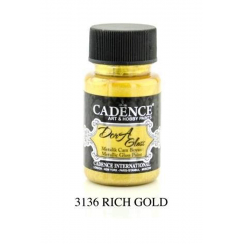 Dora Glass Metalik Cam Boyası 50 ml. 3136 RICH GOLD