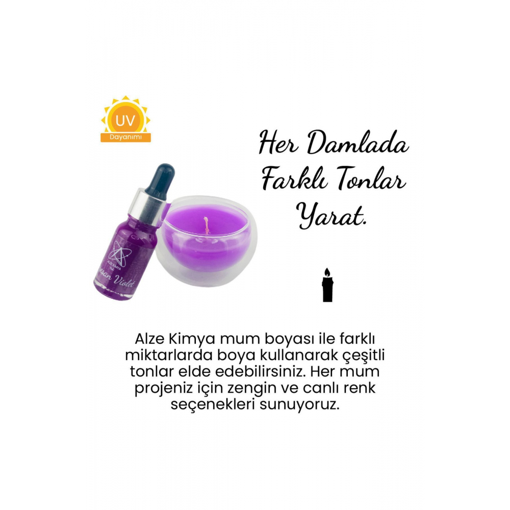 Floresan Violet Mor Mum Boyası 10 ml - Parafin Soya Wax Balmumu Mum Malzemeleri Için Ideal
