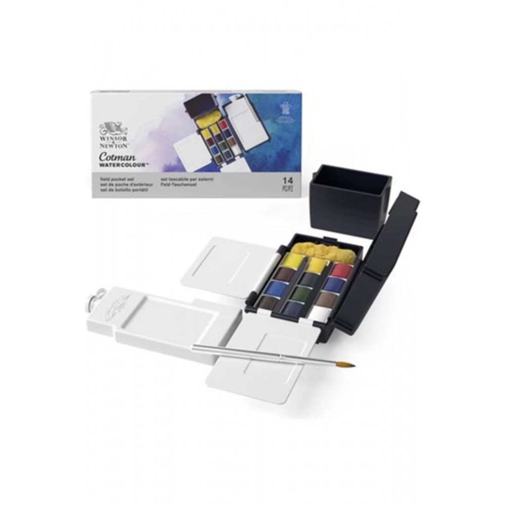 Wınsor & Newton Cotman Sulu Boya Seti Fıeld Box - Kır Tipi 12'li (12 X YARIM TABLET) - 0390639