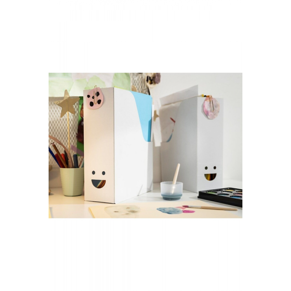 Tjabba Gülen Yüz 2 Li Set Beyaz Kutu Klasör Dosyalık Magazinlik Evrak Dergi Dosyası