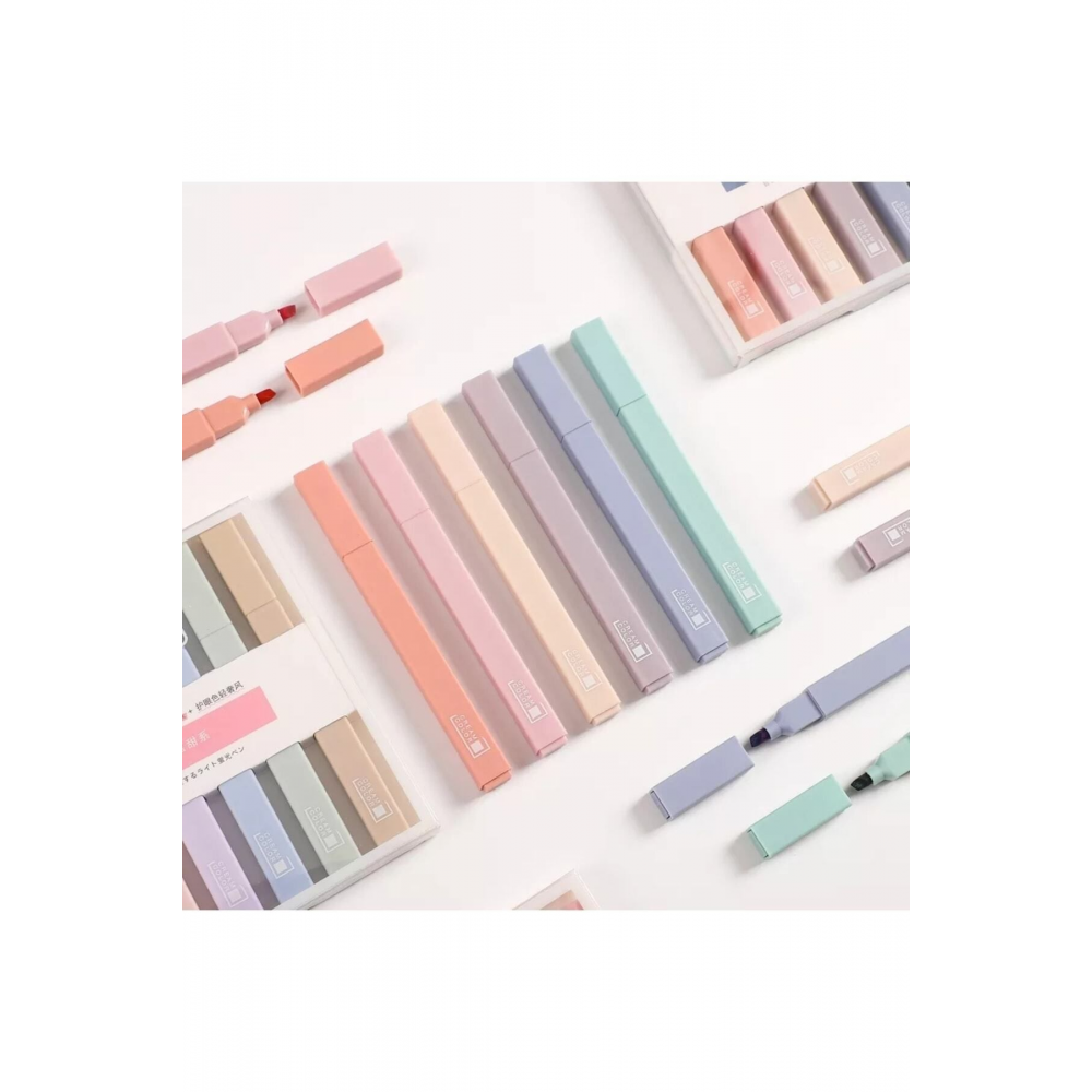 Kare fosforlu kalem seti 6 lı pastel