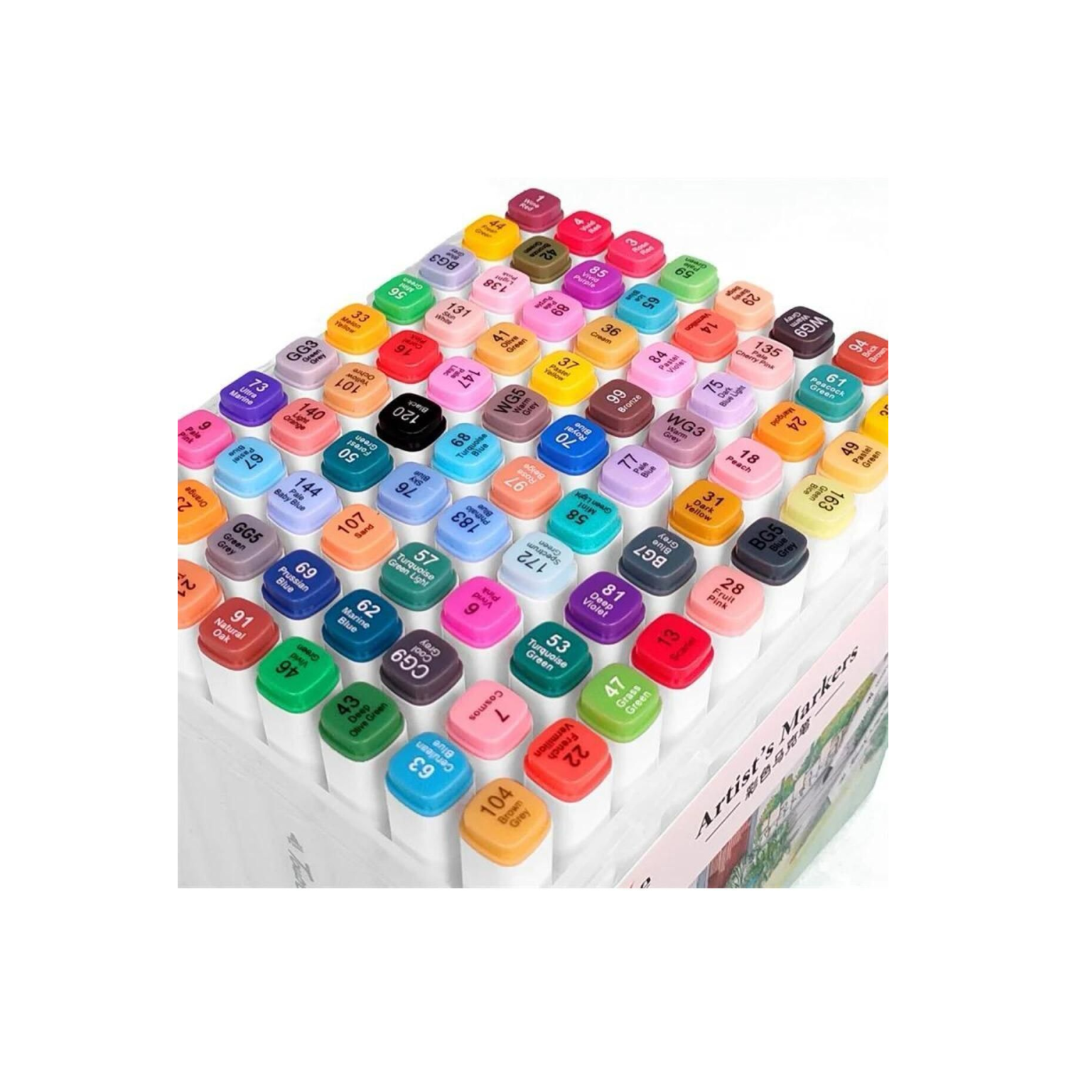 24 Li Cift Tarafli Marker Kalem Seti kutulu Keçeli Kalem Seti Profesyonel Marker Boya