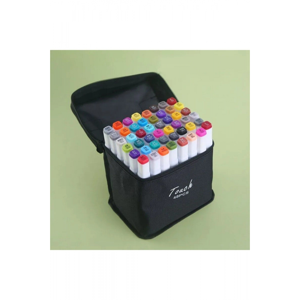 48 Adet Çift Taraflı Marker Kalem Seti Çanta Ve Standlı
