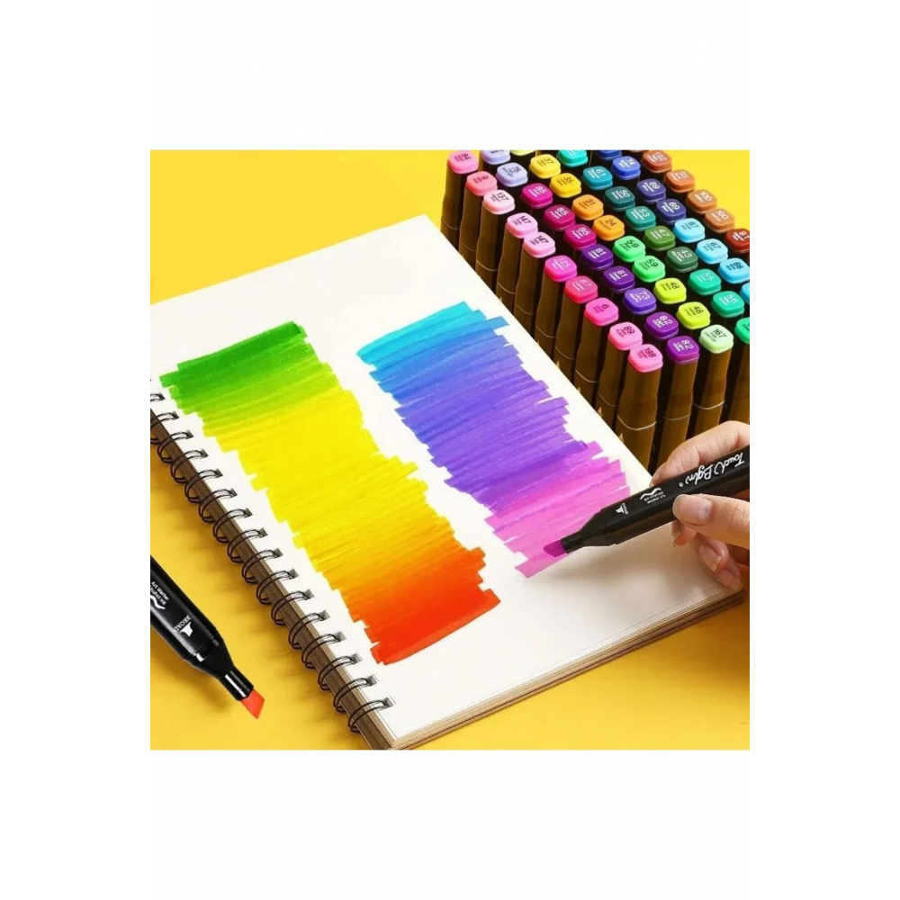 80 'li çift taraflı marker kalem seti çantalı ve standlı