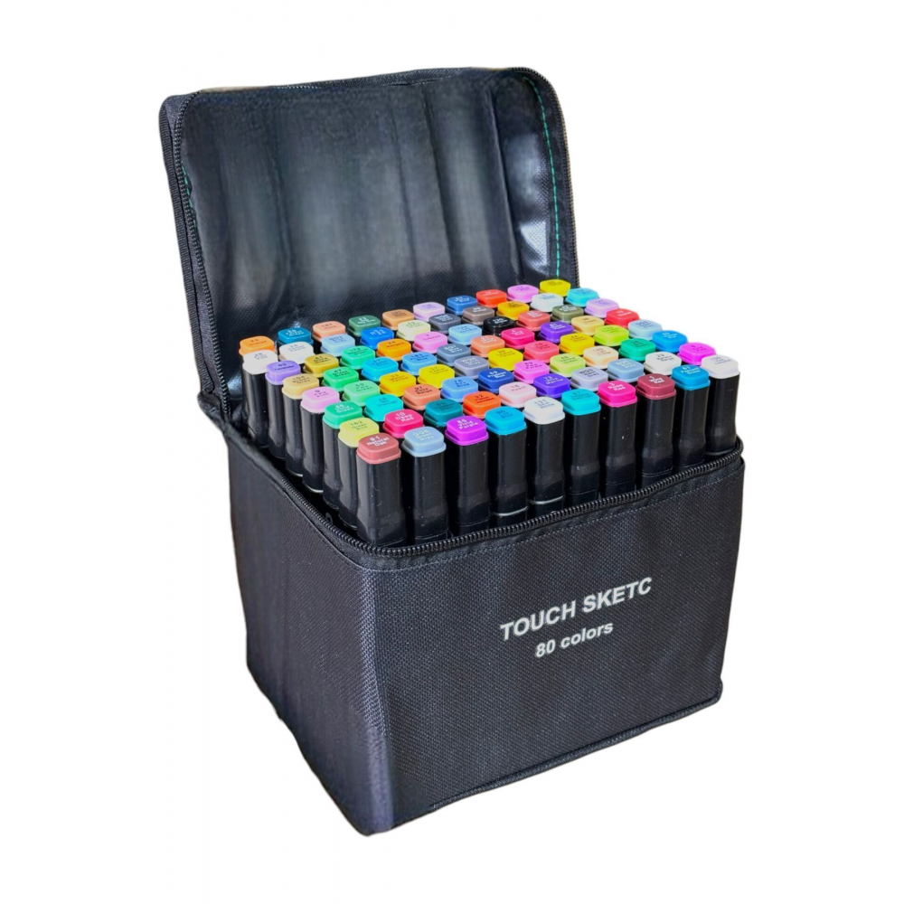 80 'li çift taraflı marker kalem seti çantalı ve standlı