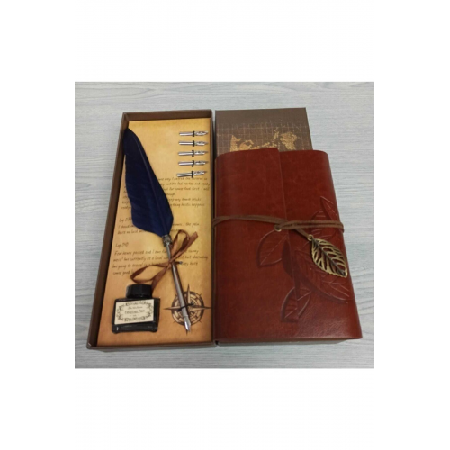 Divit Hokka Seti Tüylü Kalem Seti Ve Özel Tasarım Defter Seti