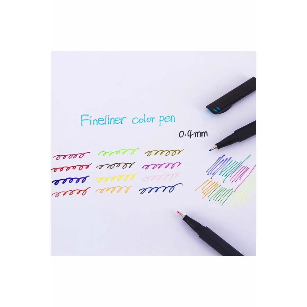 Fineliner 0.4 Mm Ince Uçlu Yazı Ve Çizim Kalemi 12 Renk