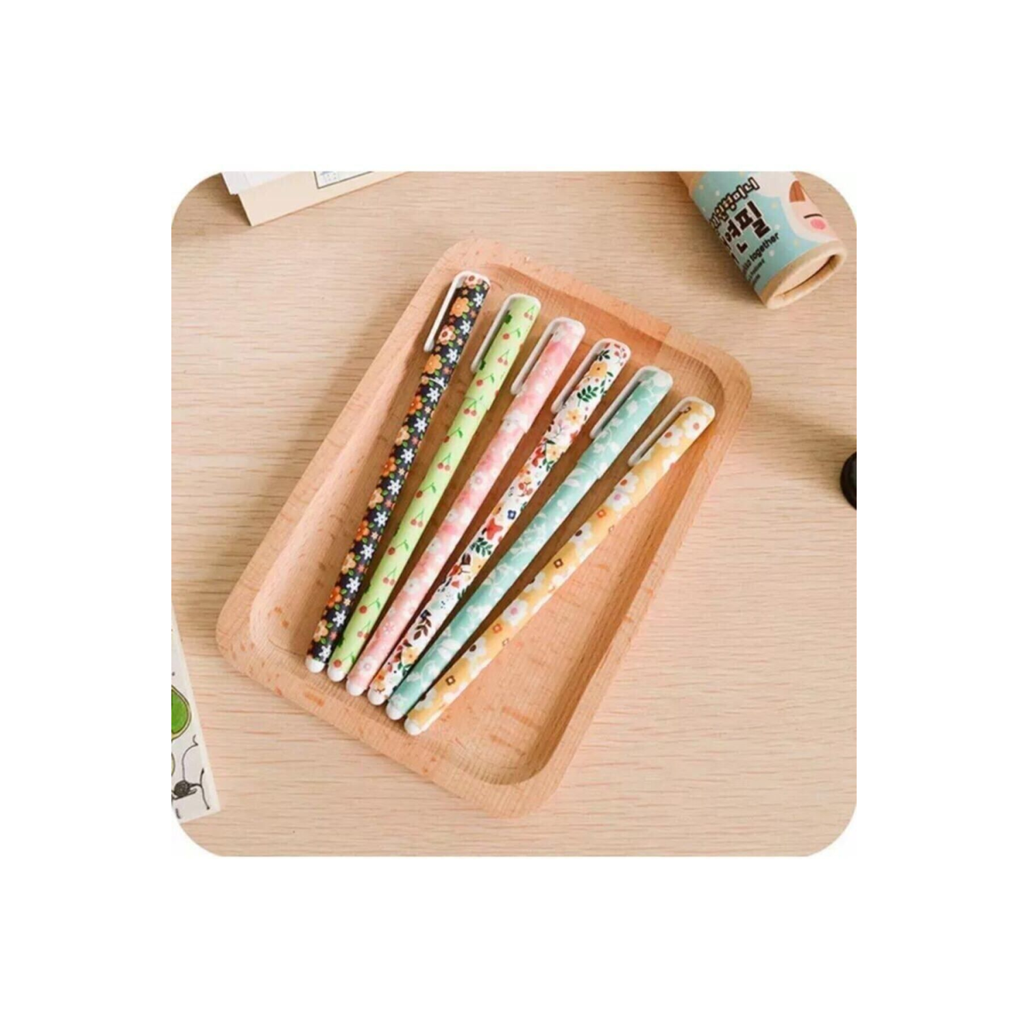 Çiçekli Renkli Kalem Seti 6lı Jel