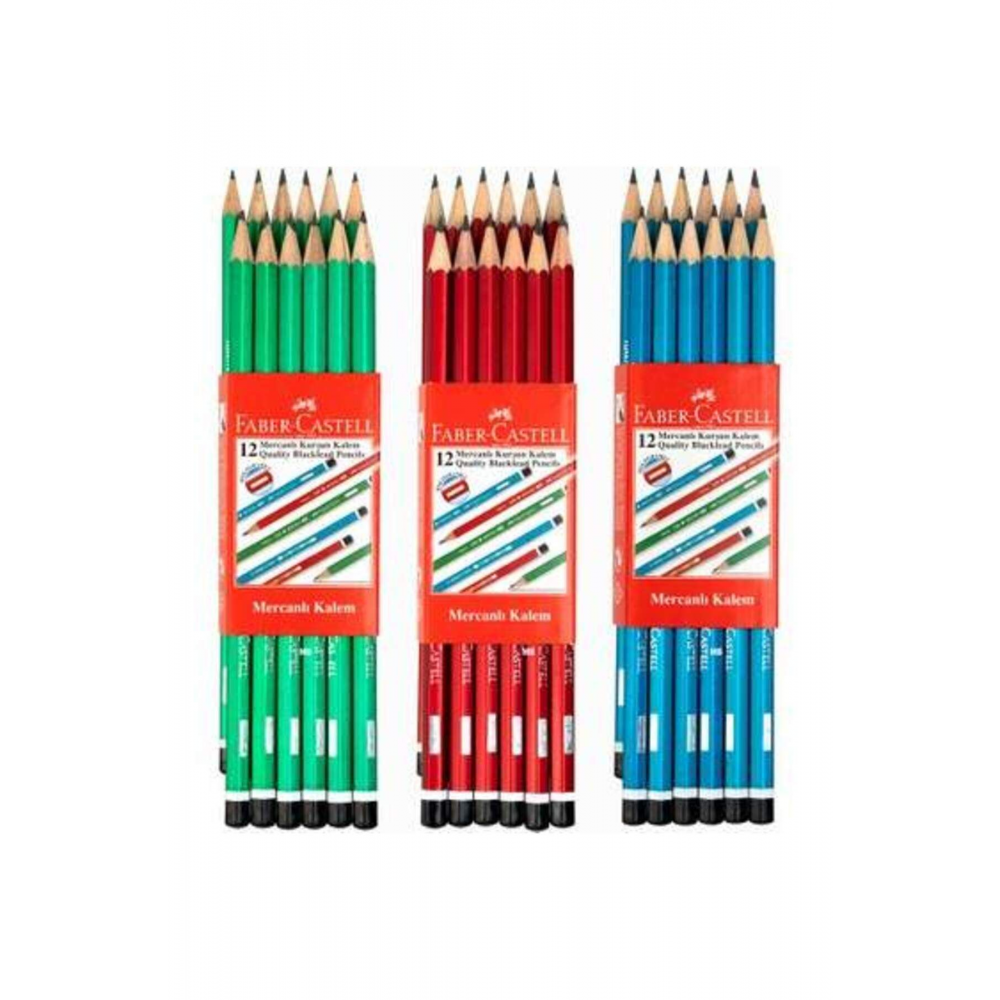 Faber Kurşun Kalem Mercanlı Köşeli 12 Li