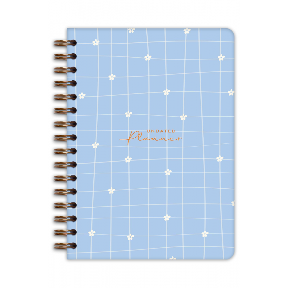 A5 Spiralli Süresiz Planlayıcı Ajanda Motivasyon Sayfalı Mavi Papatya