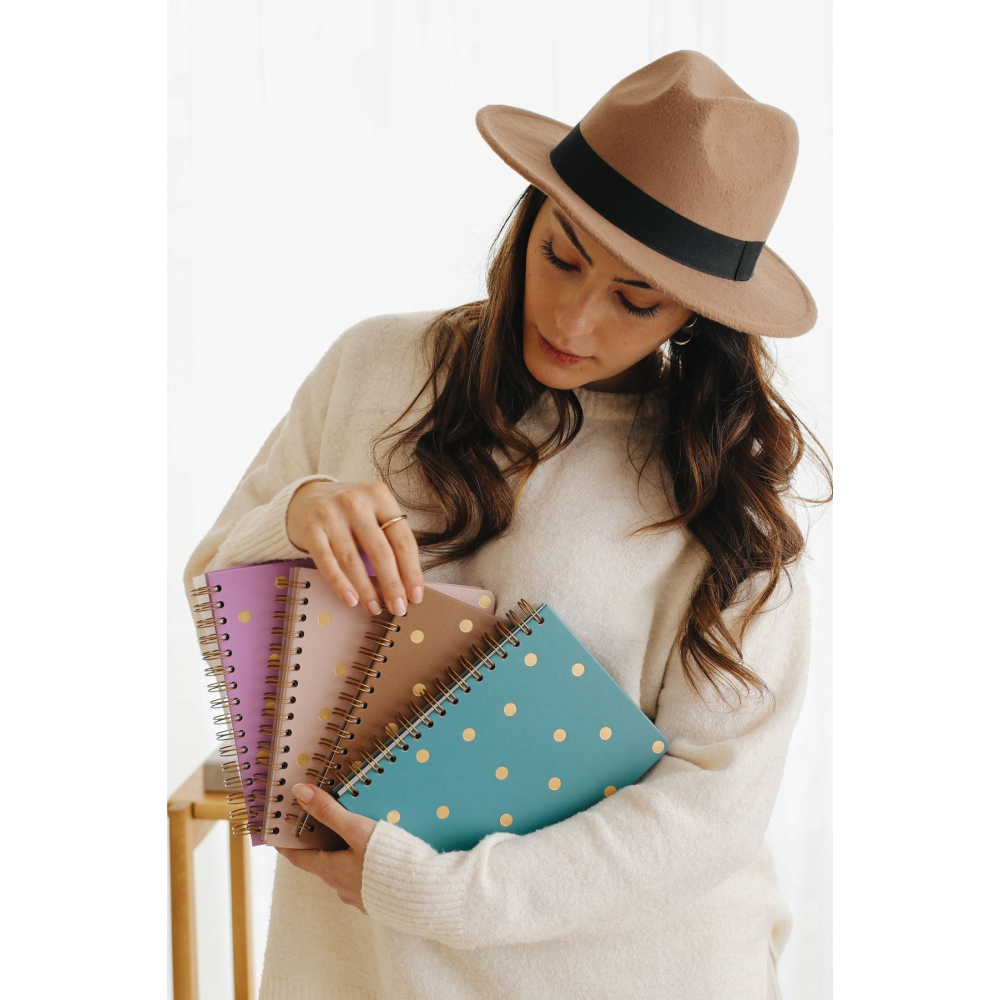 A5 Süresiz Planlayıcı Ajanda Puantiye Pembe