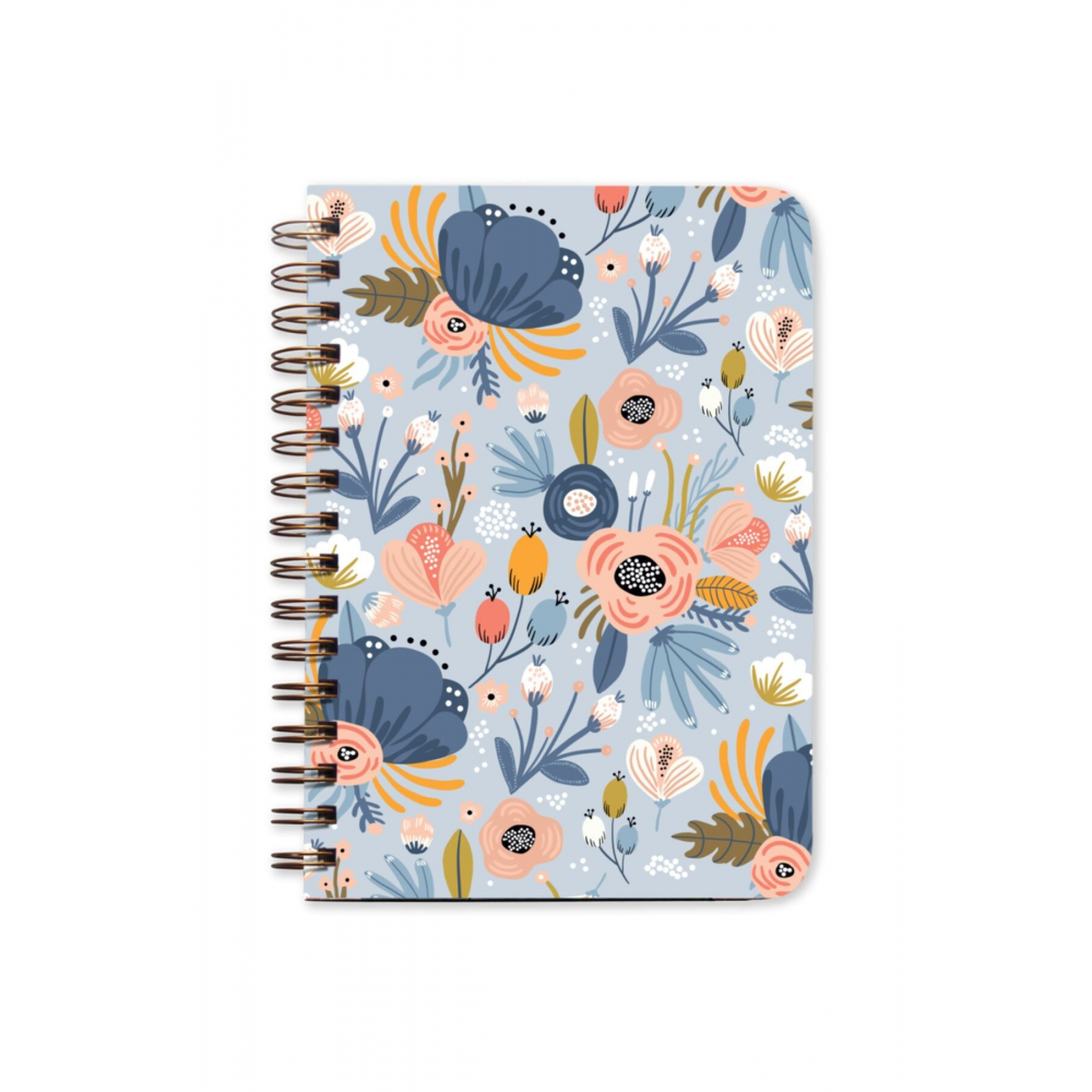 Mavi Çiçekli Ajanda Süresiz Planlayıcı Defter
