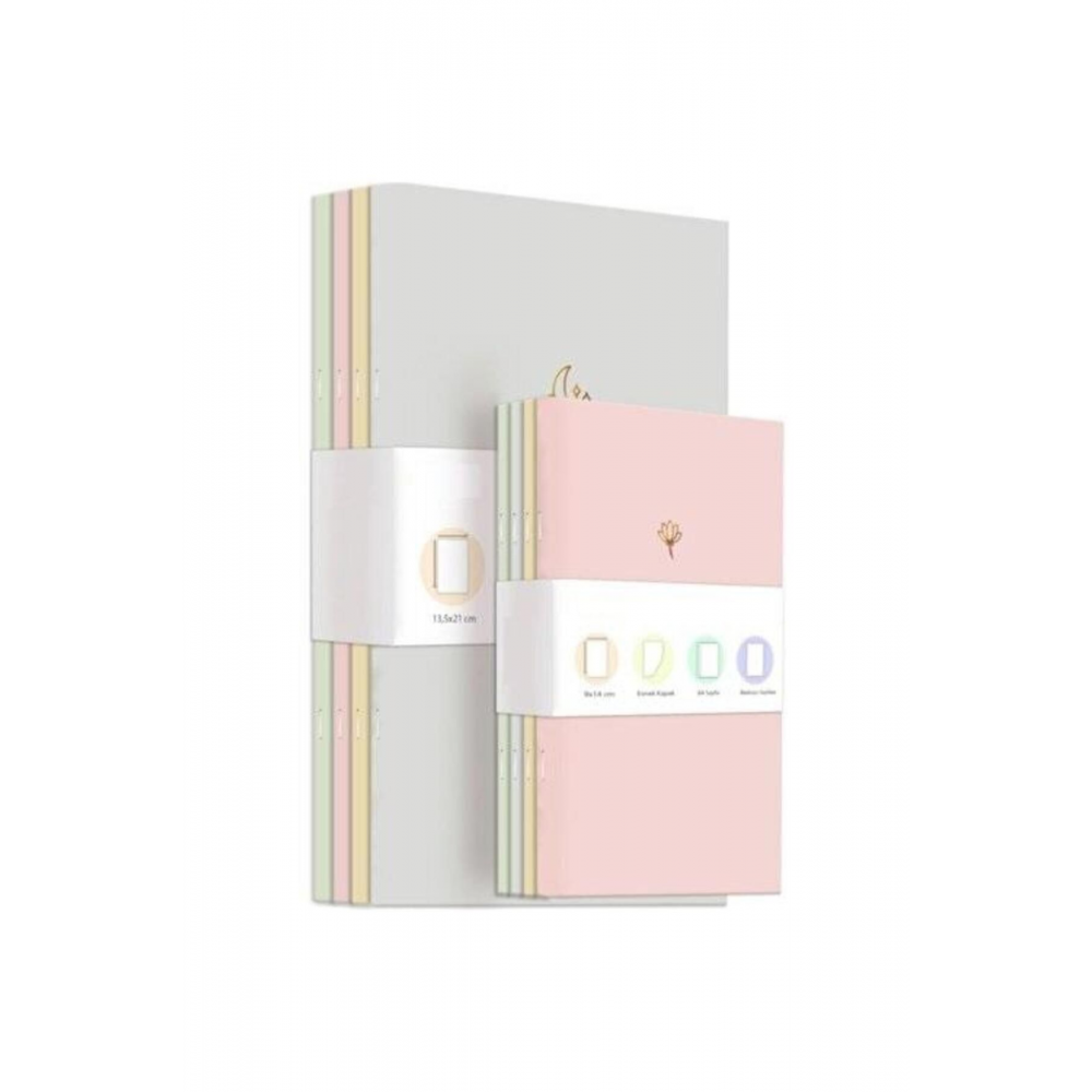 8'li Soft Pastel Çizgisiz Defter Seti 10x15 - 13x20