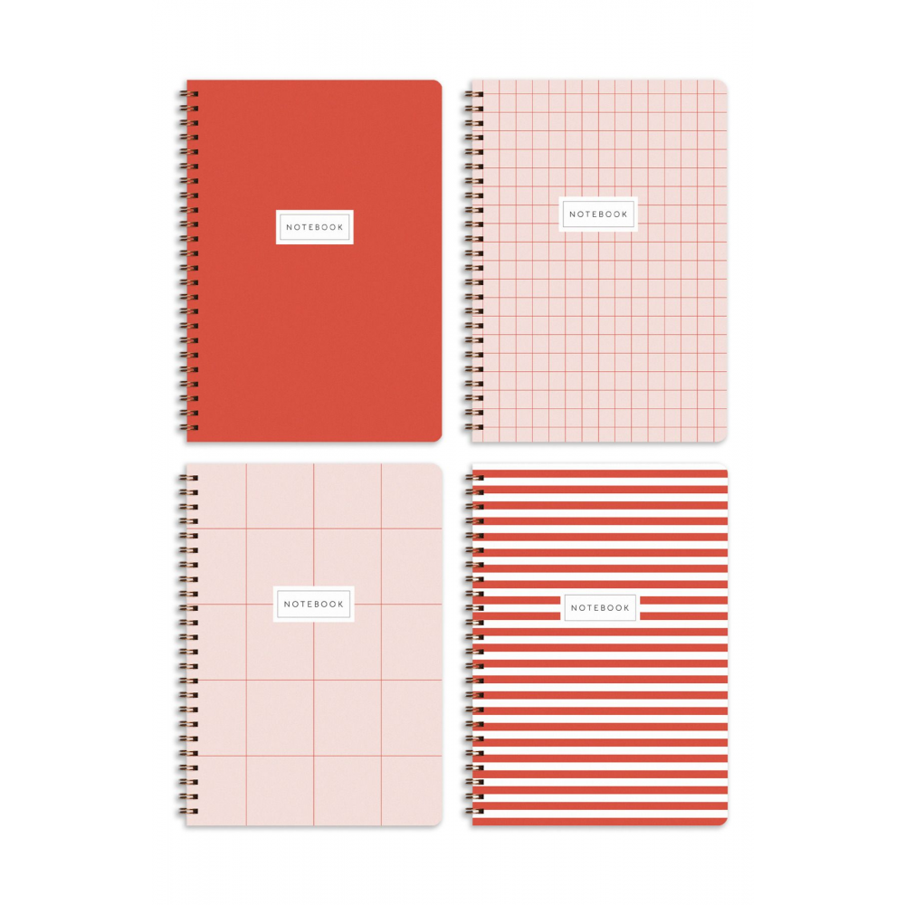 A5 Spiralli Okul Defteri 80 yaprak 4'lü Set - Kareli