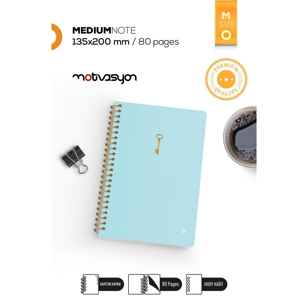 Motivasyon Defter Color Serisi Medium 4'lü Set 4 Farklı Renk Spiralli