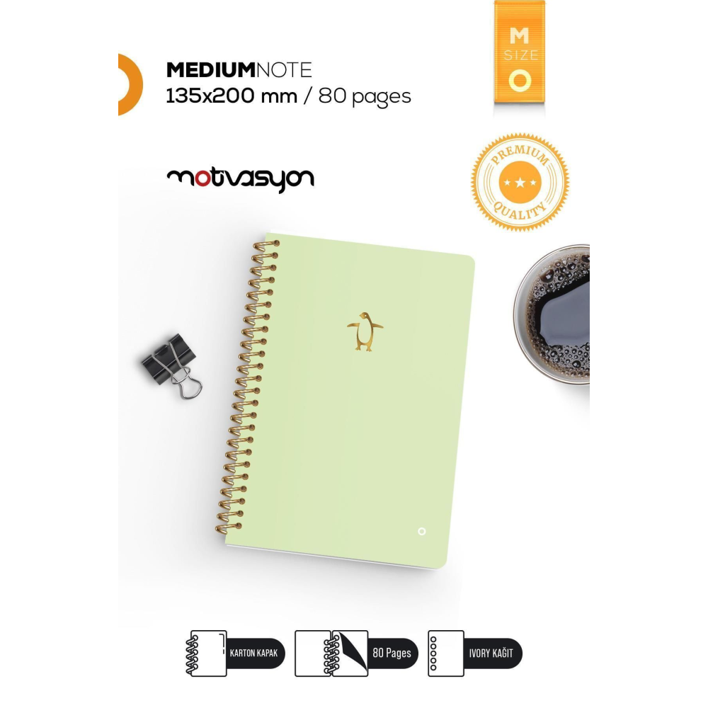 Motivasyon Defter Color Serisi Medium 4'lü Set 4 Farklı Renk Spiralli