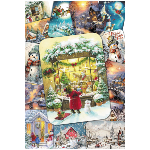 36 Adet Simli Yılbaşı Kartpostal Seti Toptan Satış Yeniyıl Postcard Kardan Adam Noel Baba