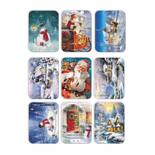 9lu Simli Yılbaşı Kartpostal Seti Yeniyıl 9 Lu Kardan Adam Noel Baba Nostalji