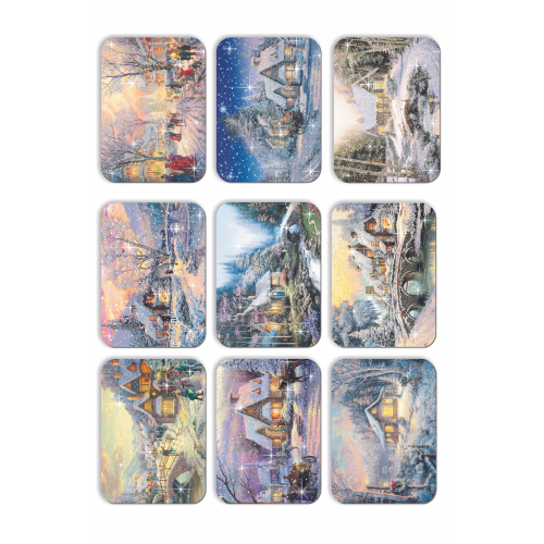 9lu Simli Yılbaşı Kartpostal Seti Yeniyıl Manzara Nostalji