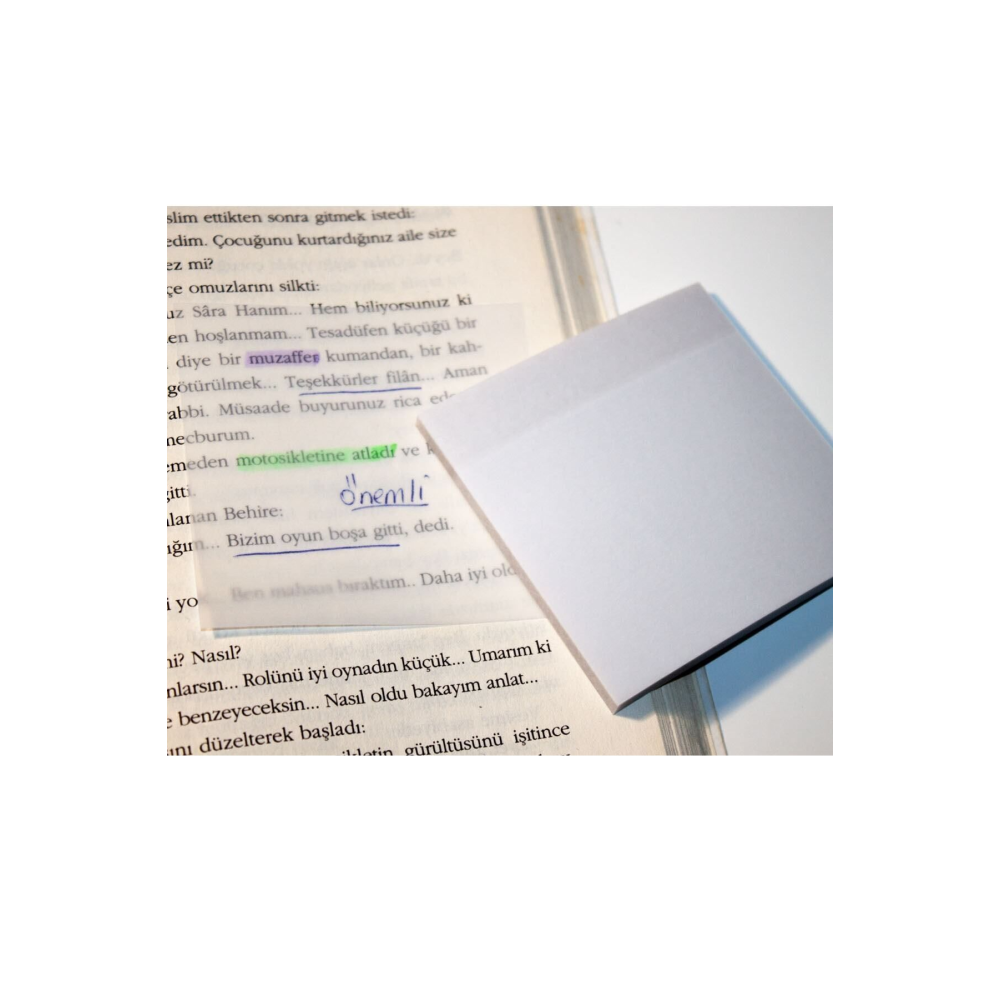 Şeffaf Yapışkanlı Not Kağıdı / Transparan Sticky Notes - 50 Yapraklı
