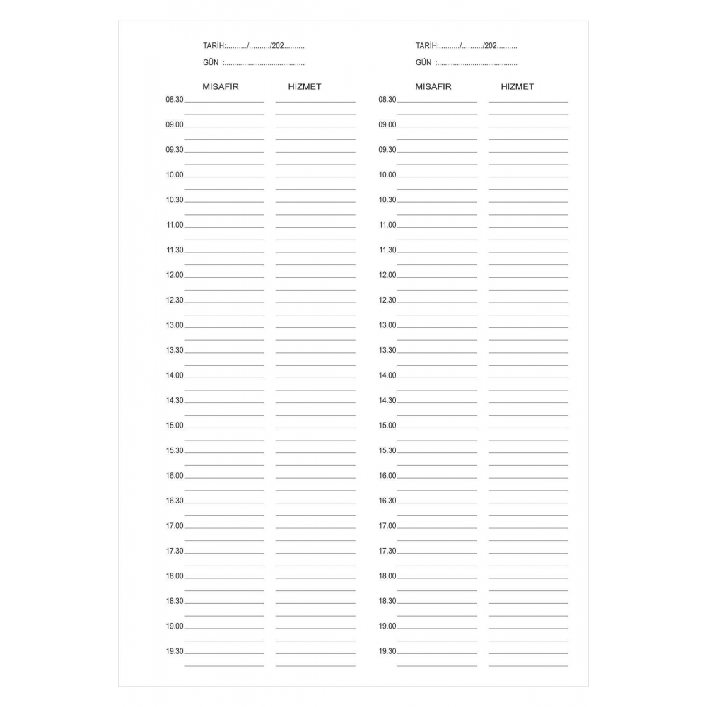 Kuaför Randevu Defteri - 380 Günlük - 95 Yaprak - Çift Yön Baskılı - Geniş Yazma Alanlı