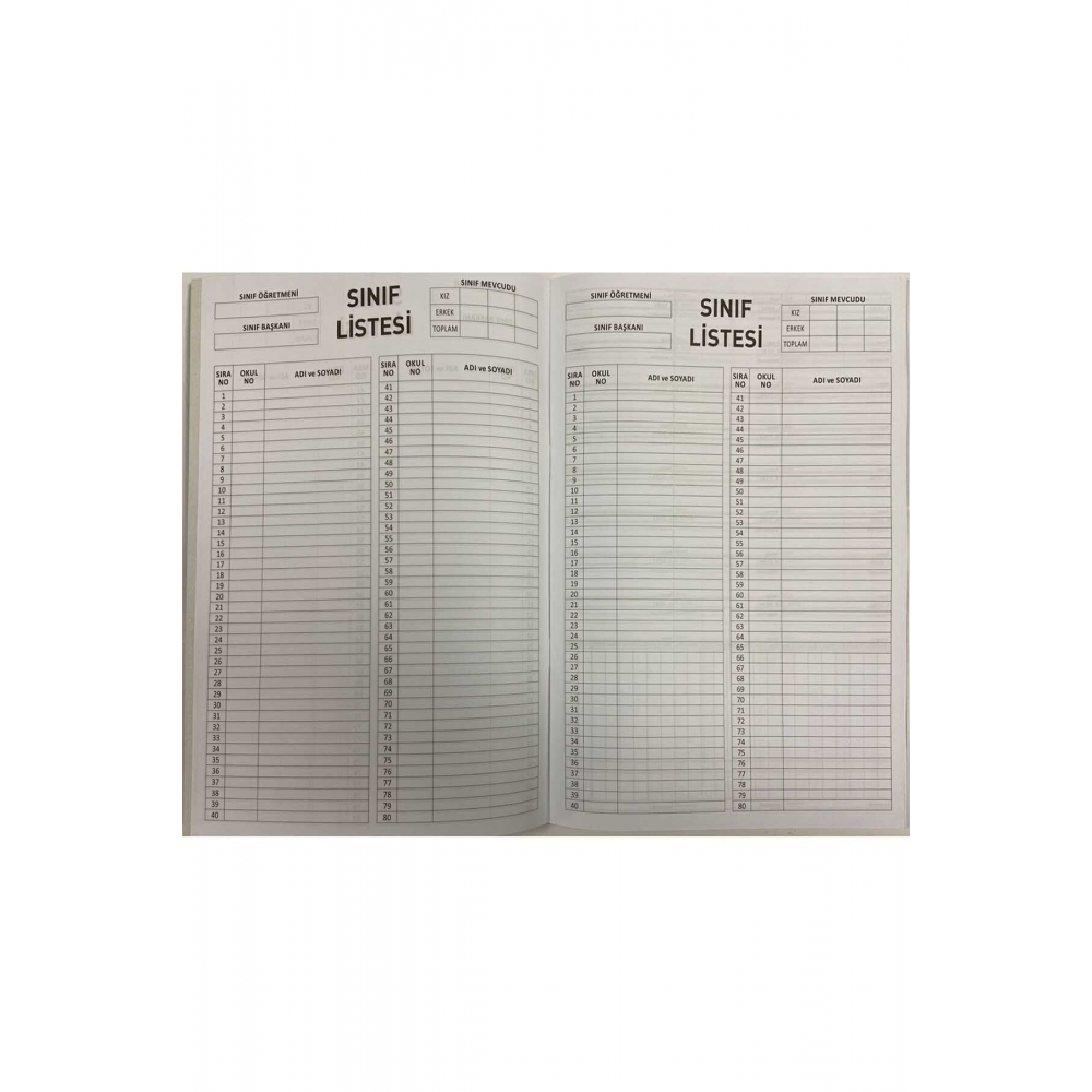 Kurs Defteri 8 Dersli Yoklama Fişli 31x22 Cm