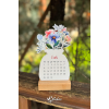 2025 Ahşap Ayaklı Çiçekli Tasarım Mini Özel Tasarım Takvim, 2025 Takvim Özel Desen Özel Kesim Hediye
