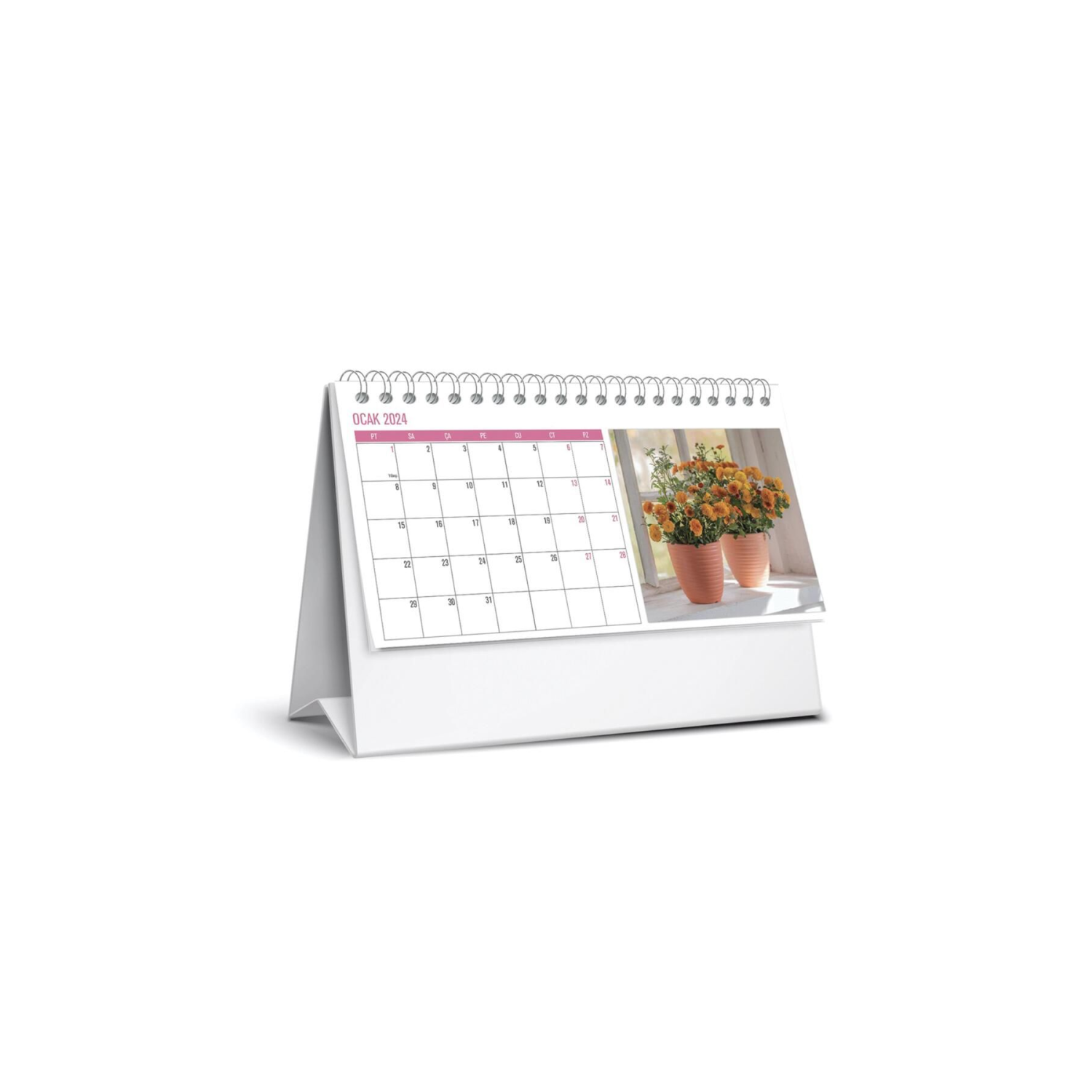 Keskin Color 2024 Karton Üçgen Masa Takvim Çiçek MTK-803