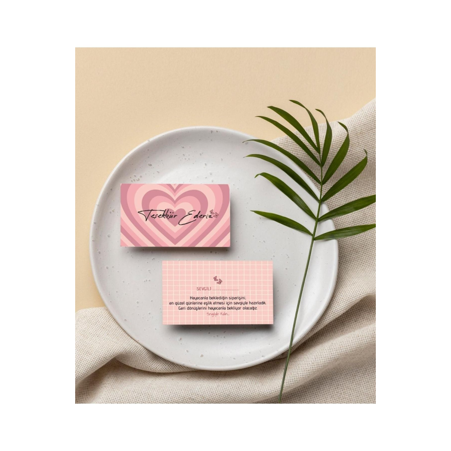 Çift Yön Teşekkür Kartı Thank You Cart Çiçek Desenli Tebrik Kartı 100 Adet (8.5 X 5.5 Cm) Pytktskk13