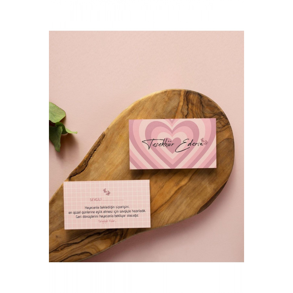 Çift Yön Teşekkür Kartı Thank You Cart Çiçek Desenli Tebrik Kartı 100 Adet (8.5 X 5.5 Cm) Pytktskk13