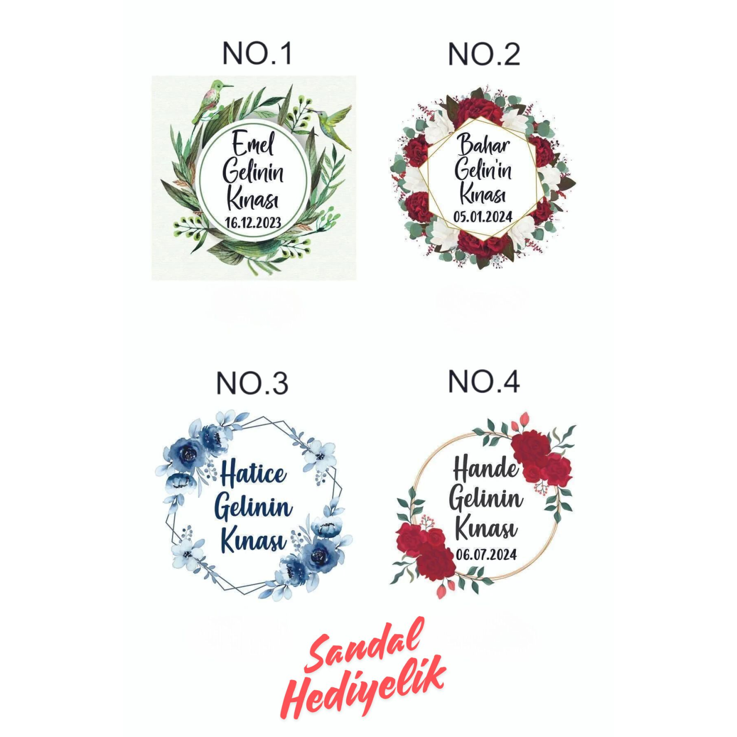 ETİKET ! Kişiye Özel Dağıtmalık Hediyelik Kına, Kına Gecesi, 6 Ay Kınası, Sticker Etiket 50 Adet