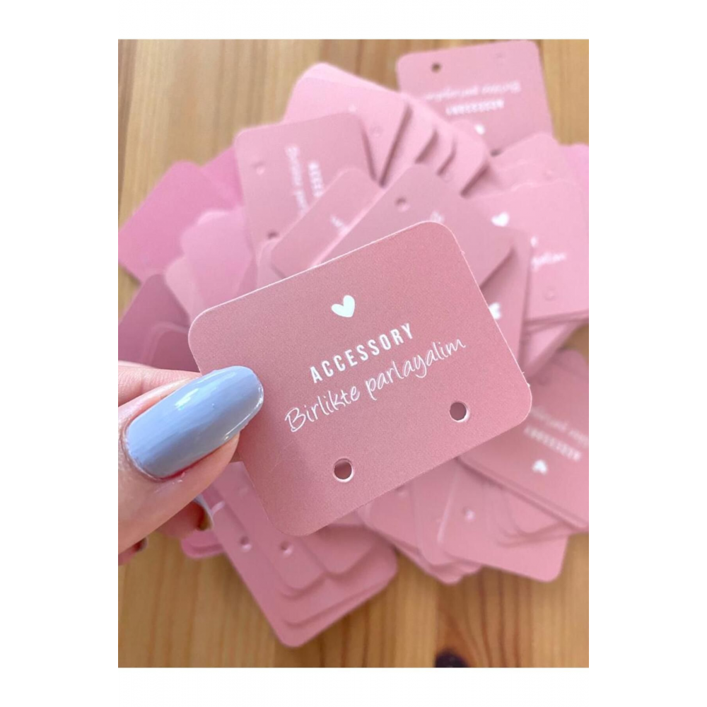 Pembe takı kartı - 5x4 cm - 50 adet