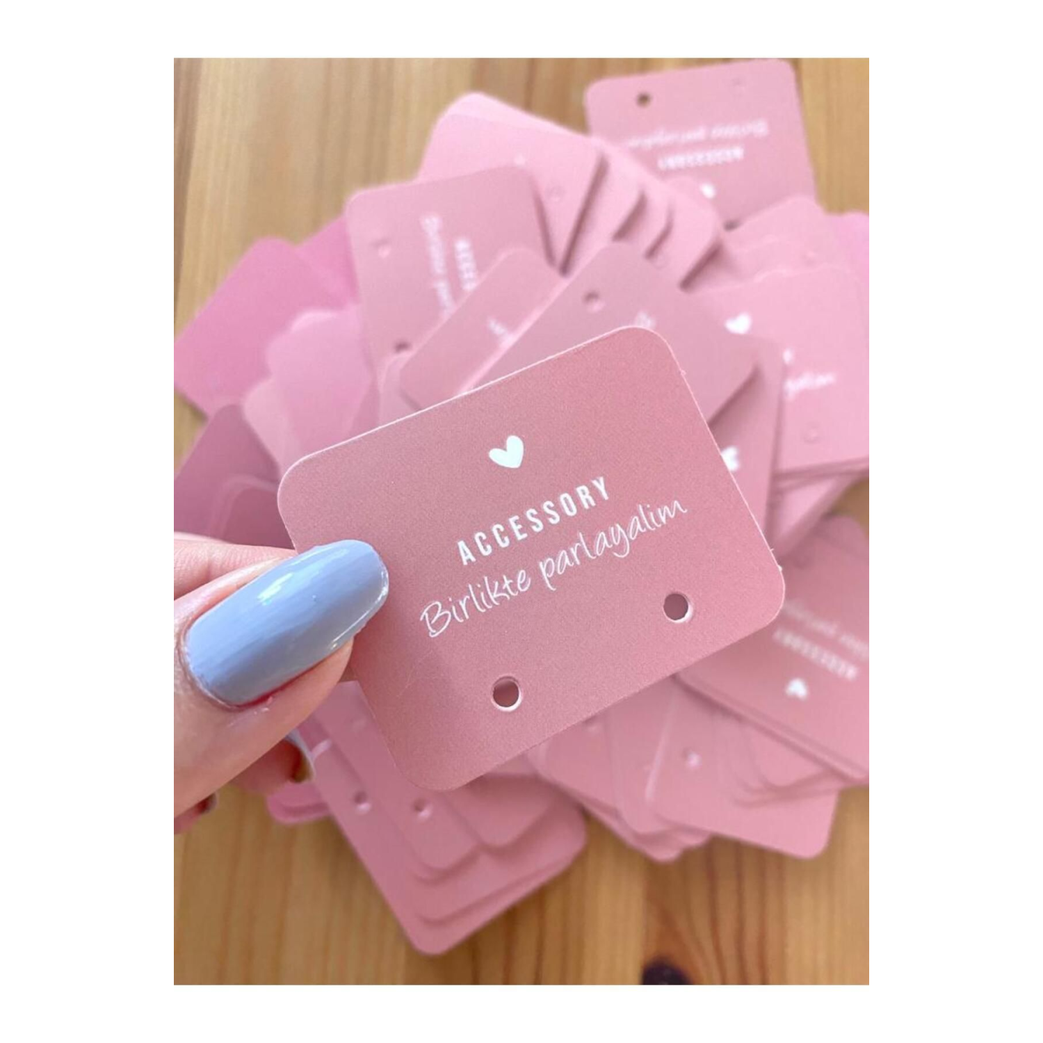 Pembe takı kartı - 5x4 cm - 50 adet