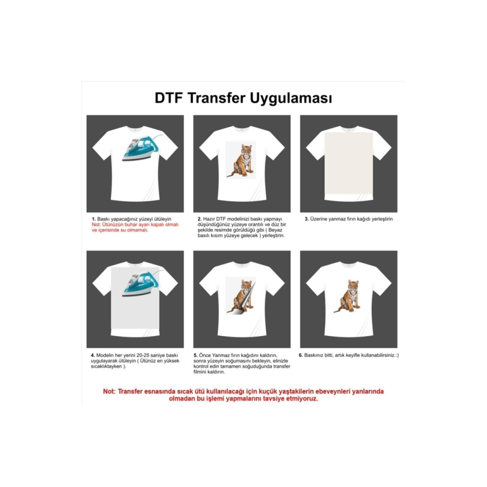 Dtf Transfer Tekstil Baskı A4 Hazır Baskı Ütü Ile Transfer Dtf002