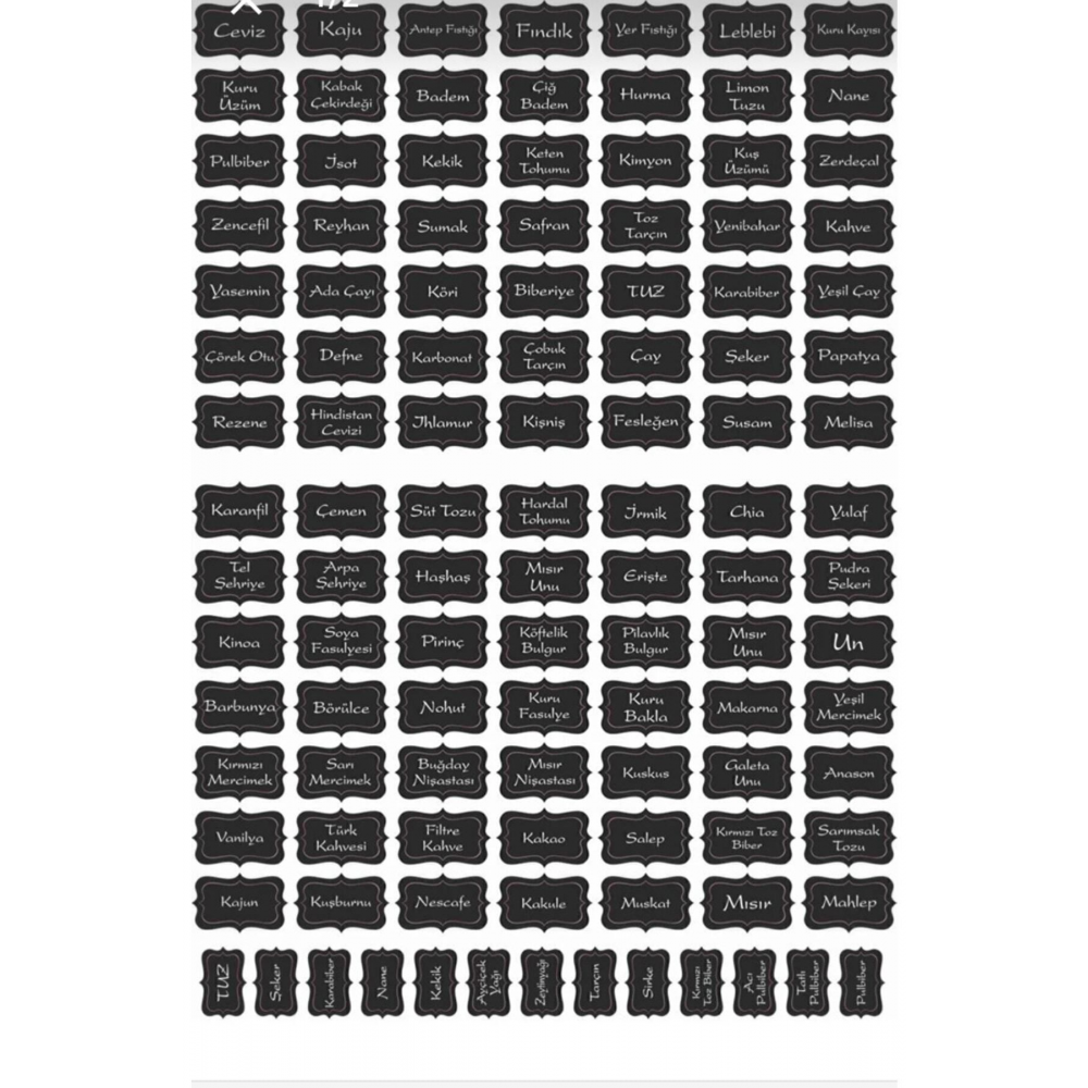 111 Adet Kuruyemiş - Baharat - Bakliyat Kavanoz Etiketi - Sticker