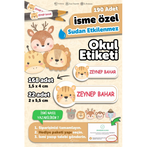 Okul Etiketi Kalem Defter Özel Isim Yazılabilen Etiket 190 Adet