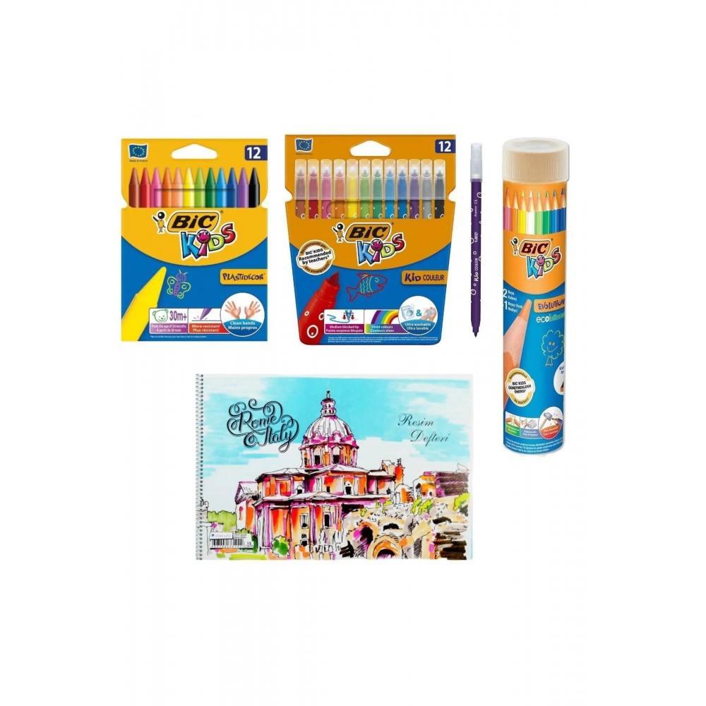 Pastel Boya Keçeli Boya Metal Tüp Kuru Boya 12 Li Ve Resim Defteri