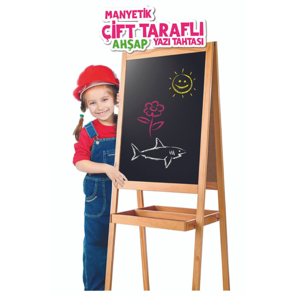 Ahşap Yazı Tahtası Çift Taraflı Manyetik Özellikli