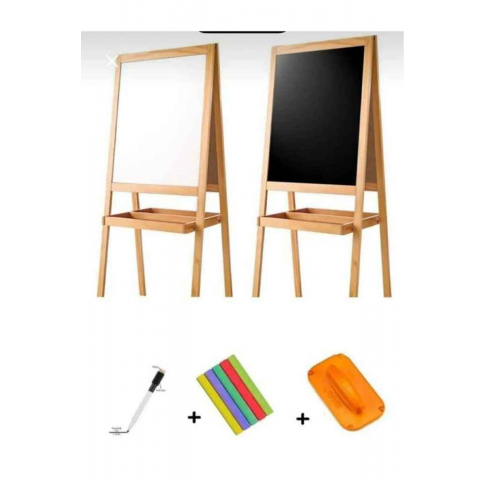 Ayaklı Yazı Tahtası Çift Taraflı Okul Öncesi Çocuk Gelişimi Kalem siyah beyaz yazı tah.