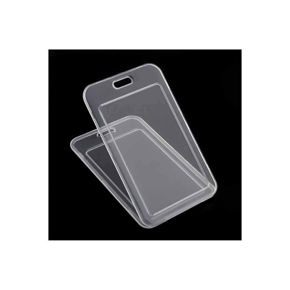 Premium Kart Kılıfı Şeffaf Dikey Yaka Kartı Kart Koruyucu