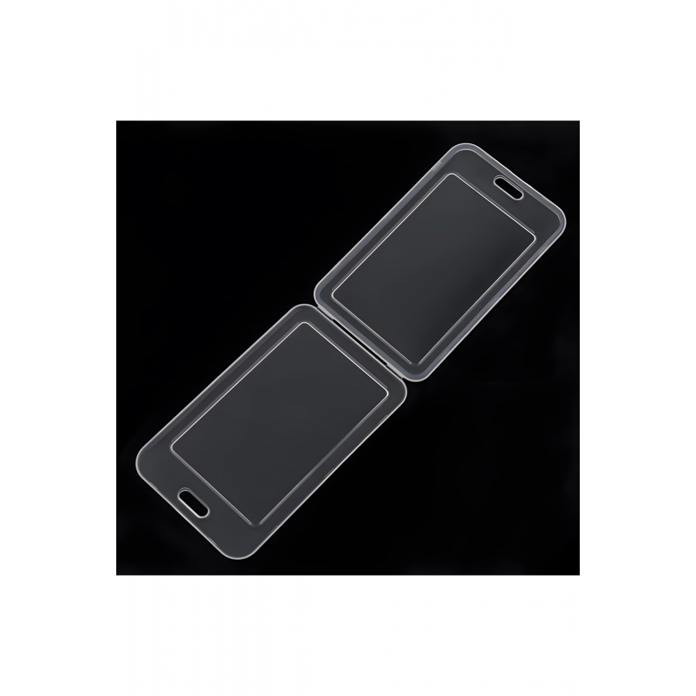 Premium Kart Kılıfı Şeffaf Dikey Yaka Kartı Kart Koruyucu